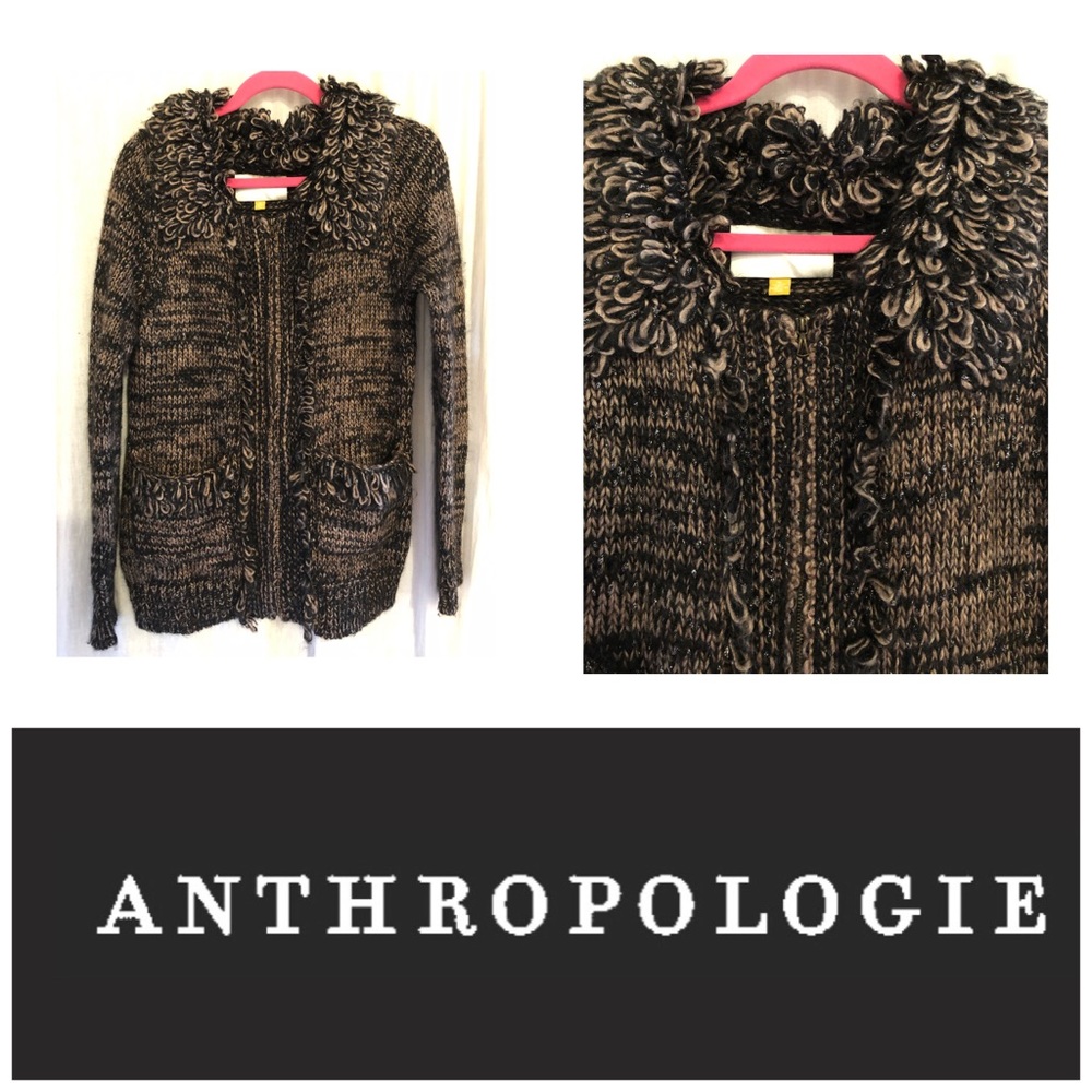 Anthropologie Leifsdottir Loopy Knit Sweater Chunky Winter Heavy Cardigan